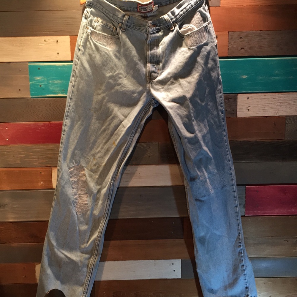 Well worn stain Jeans are Old Navy 34 long - Picture 1 of 9